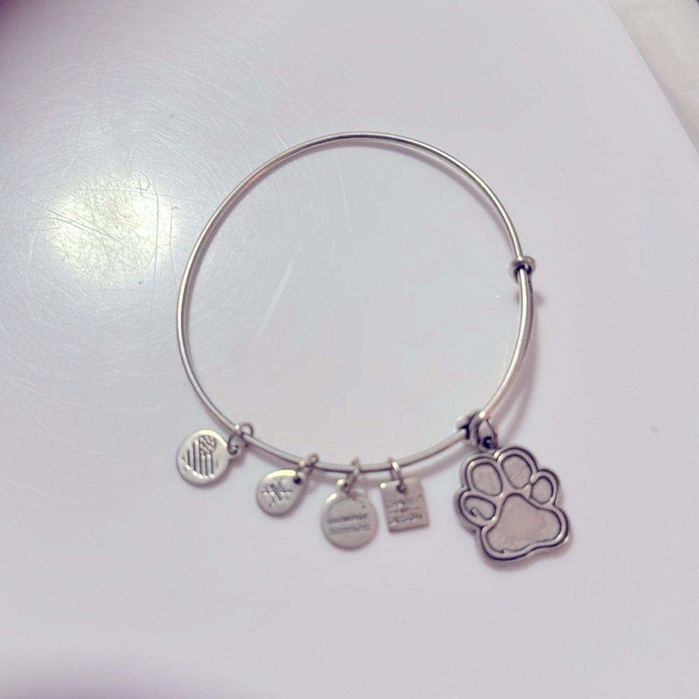 Alex and Ani Charm Bangle Bracelet with Paw Print - Picture 9 of 10